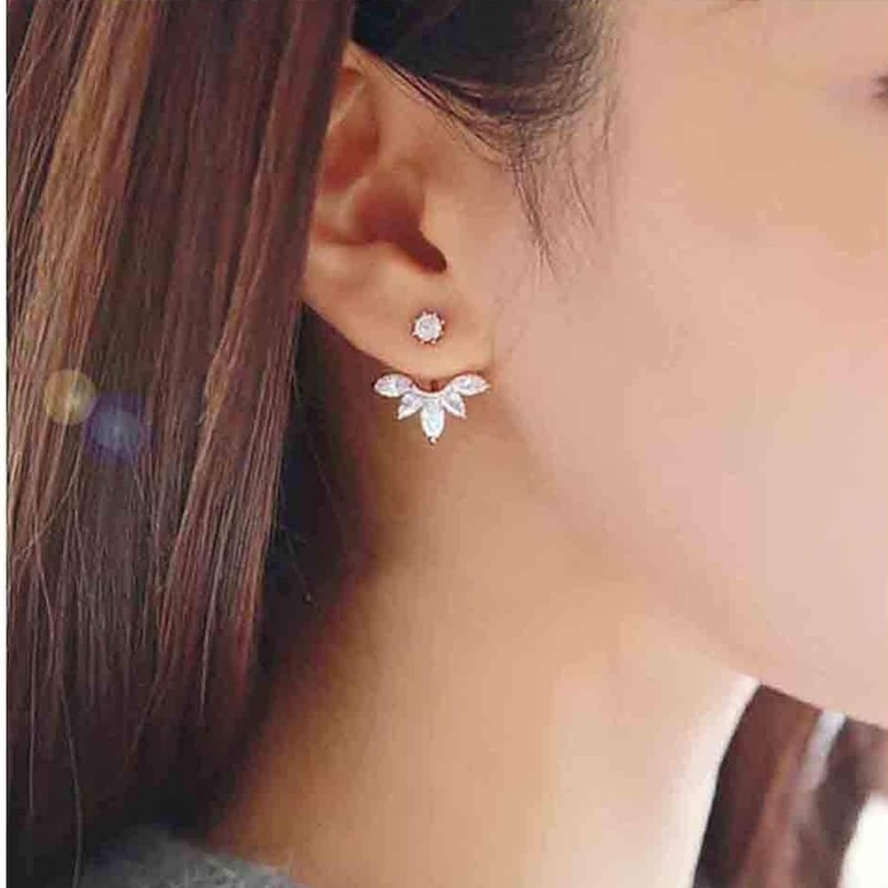 Elegant Silver Crystal Stud Earrings